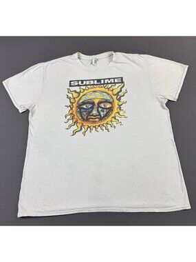 Rare Vintage Y2K Sublime Band Tee Sun Face Art White XL Shirt Tour Concert Promo
